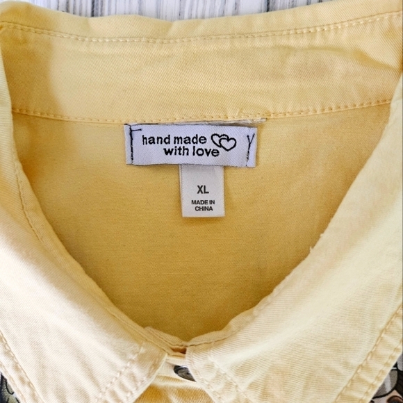 Handmade Forget Me Knot Mermaid Tattoo Flash Jacket in Yellow and Blue Sz XL NWT - Picture 6 of 11